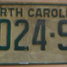 1969 North Carolina license plate 8024 SY