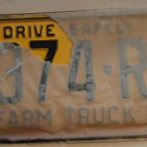 NOS 1962 North Carolina farm truck license plate 7374 RA new old stock