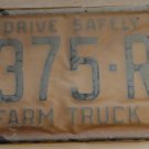 NOS 1962 North Carolina farm truck license plate 7375 RA new old stock
