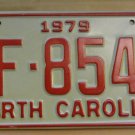 NOS 1979 North Carolina license plate BF 8543   new old stock
