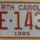 NOS 1985 North Carolina license plate ME 1438   new old stock