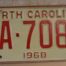 NOS 1968 North Carolina license plate ZA 7081  new old stock