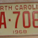 NOS 1968 North Carolina license plate ZA 7083  new old stock