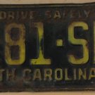 1959 North Carolina passenger truck license plate 181 SD