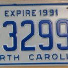 NOS 1991 North Carolina license plate M 32998  new old stock