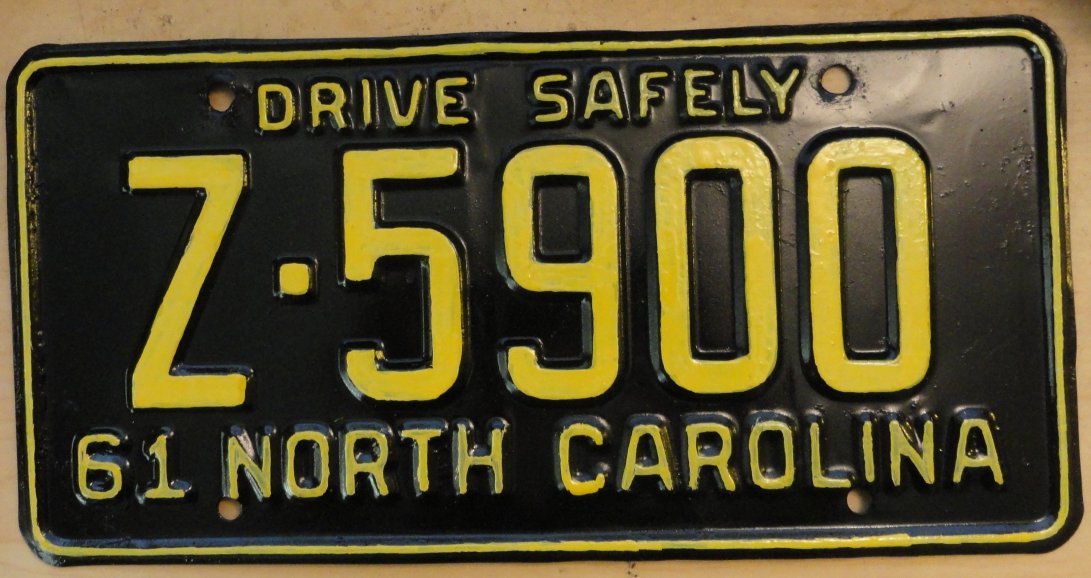 1961 North Carolina license plate Z 5900
