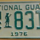 NOS 1976 North Carolina National Guard license plate 831   new old stock