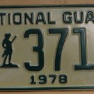 NOS 1978 North Carolina National Guard license plate 3713   new old stock