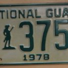 NOS 1978 North Carolina National Guard license plate 3757   new old stock