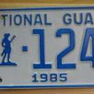 NOS 1985 North Carolina National Guard license plate 1246   new old stock