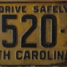 1960 North Carolina passenger truck license plate 5520 S