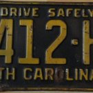 1959 North Carolina license plate 412 H