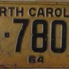 1964 North Carolina license plate A 7804