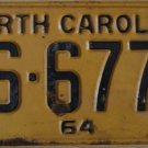 1964 North Carolina license plate ES 6773