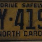1962 North Carolina license plate BY 4195