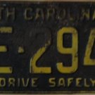 1963 North Carolina license plate RE 2945