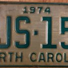 1974 North Carolina license plate AJS 156