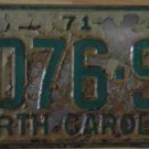 1971 North Carolina passenger truck license plate 9076 SE