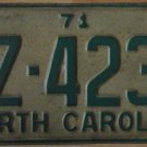 1971 North Carolina license plate AZ 4232