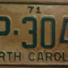 1971 North Carolina license plate KP 3047