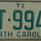 1971 North Carolina license plate BT 9944