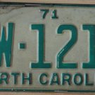1971 North Carolina license plate HW 1212
