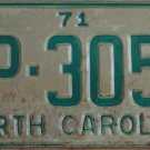 1971 North Carolina license plate KP 3058