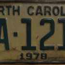 1978 North Carolina license plate RA 1218