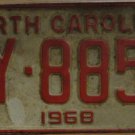 1968 North Carolina license plate CY 8857
