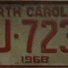 1968 North Carolina license plate YJ 7235