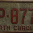 1970 North Carolina license plate AP 8779