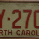 1970 North Carolina license plate AY 2708