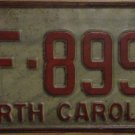 1970 North Carolina license plate F 899