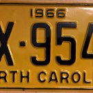 1966 North Carolina license plate EX 9548