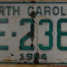 1984 North Carolina license plate ME 2384