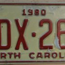 1980 North Carolina license plate TDX 265 with June 1987 stickers