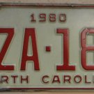 1980 North Carolina license plate VZA 183 with January 1983 stickers