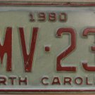 1980 North Carolina license plate TMV 231 with March 1985 stickers