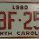 1980 North Carolina license plate VBF 253 with March 1989 stickers
