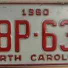 1980 North Carolina license plate VBP 636 with December 1990 stickers