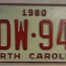 1980 North Carolina license plate TDW 942 with June 1984 stickers