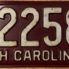 1952 North Carolina license plate N 22582