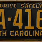 1957 North Carolina license plate FA 4160