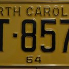 1964 North Carolina license plate DT 8578