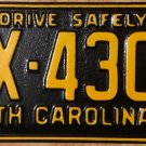 1957 North Carolina license plate YX 4305