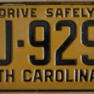 1956 North Carolina license plate CJ 9291