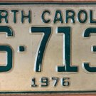 1976 North Carolina passenger truck license plate AS 7136