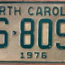 1976 North Carolina passenger truck license plate AS 8099