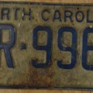 1972 North Carolina license plate R 966