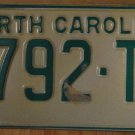 NOS 1969 North Carolina passenger truck license plate 4792 TY  new old stock